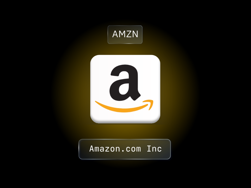 Amazon logo and stock ticker symbol